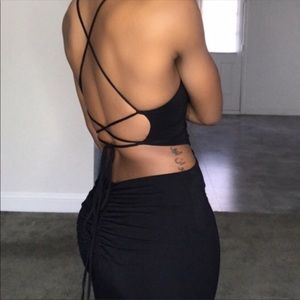 Forever 21 open back midi black dress
